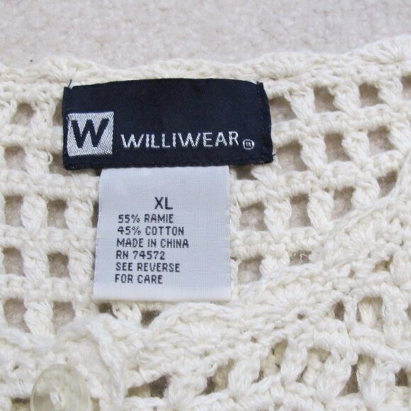 Williwear white latticework cotton-blend cardigan  XL - Picture 2 of 4